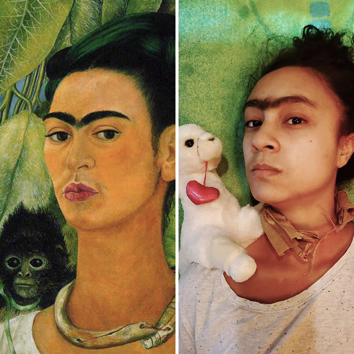 My Workplace Asked Us To Recreate Famous Works Of Art Using Only What We Had At Home. I Think I Nailed It