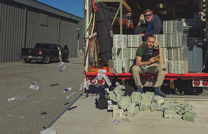 I Asked My Boss If We Could Pose With (Some) Of Our Prop Money At The End Of The Day. He Insisted We Use All Of It