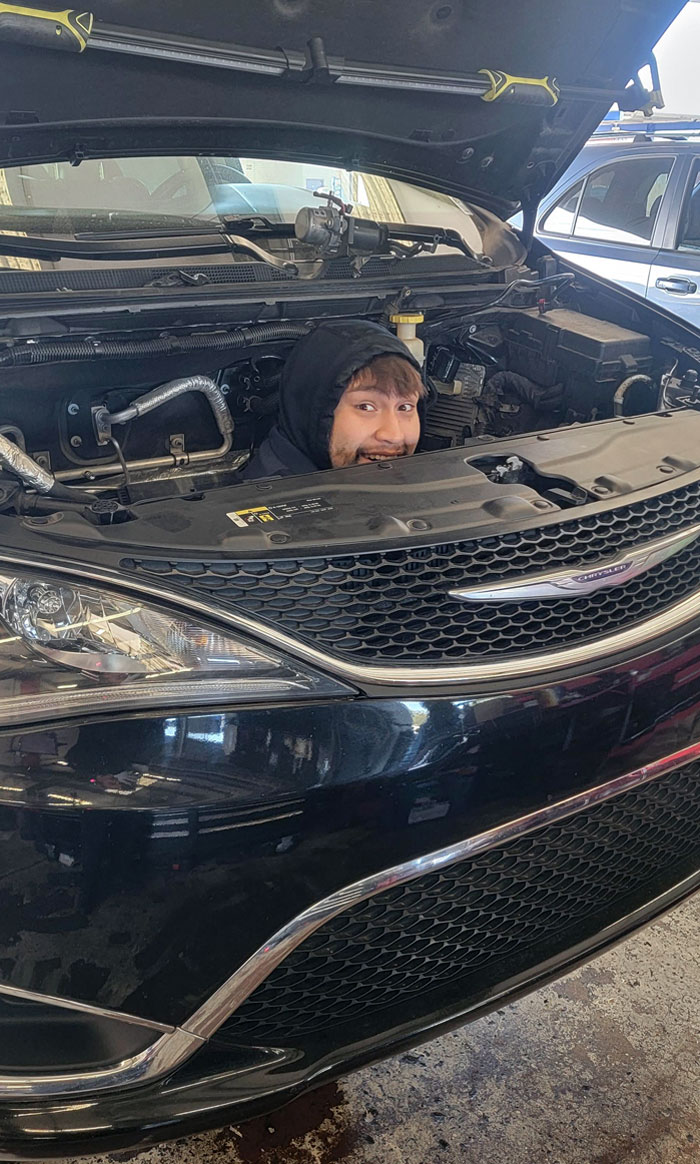 Opened The Hood And Found My Coworker Trying To Scare Me