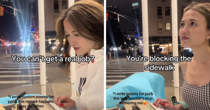 Self-Entitled Karen Harasses Street Artist Who Writes Poems For Passersby