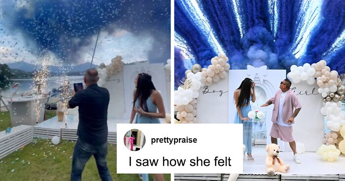 Netizens Slam Man For Ignoring Wife At Gender Reveal After Learning He’s Having A Boy