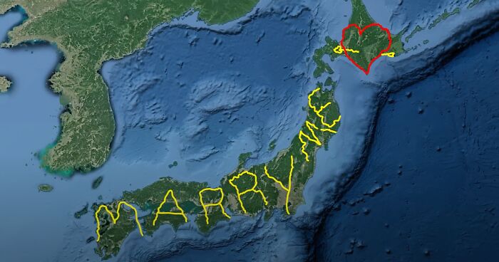 A Man Created A 7,163km GPS Drawing Across Japan To Propose To His Girlfriend