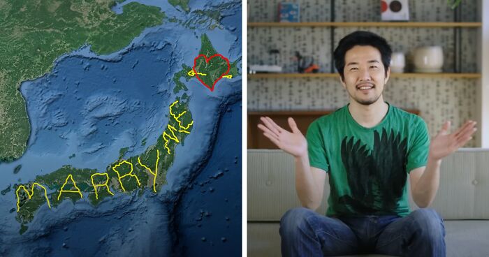 Japanese Artist Set The Record For The World’s Largest GPS Drawing With His Marriage Proposal