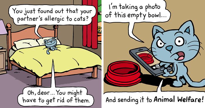 “Cattitude”: Artist Purrfectly Illustrates What Having A Cat Is Like (30 New One-Panel Comics)