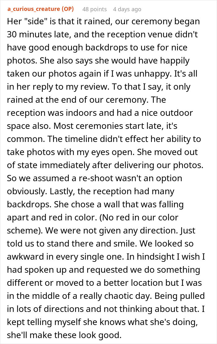 Woman Leaves Bad Review On Wedding Photographer, Gets All The Photos Taken Away