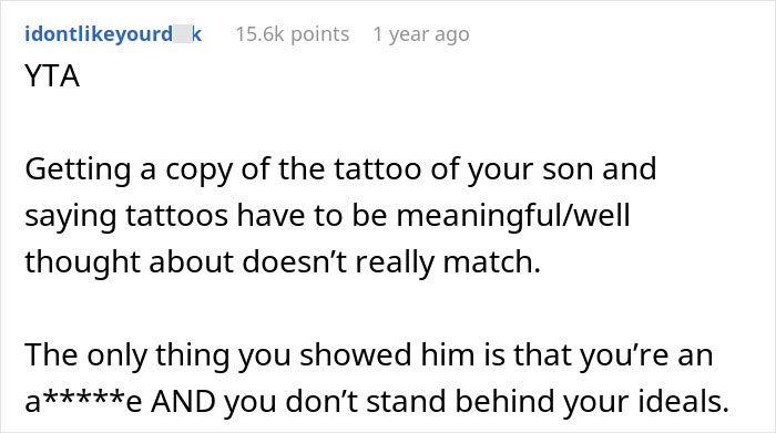 Parent Copies 19 Y.O. Son’s Tattoo To Prove A Point, Gets Called A Jerk