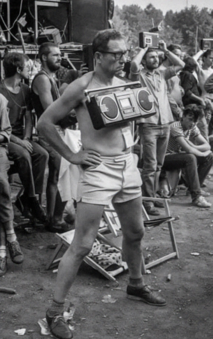 Man Recording A Concert On Cassette Tape In 1980s Poland