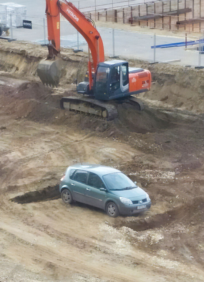 There Is A Road Being Built Next To My Friend's House And Some Idiot Parked His Car There Yesterday⁠