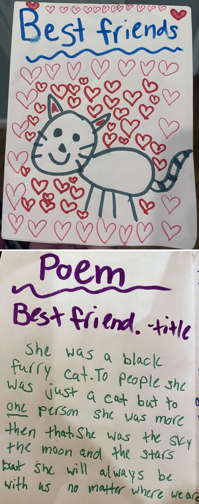One Of My Students Wrote Me A Poem For My Cat Who Passed Away Last Month