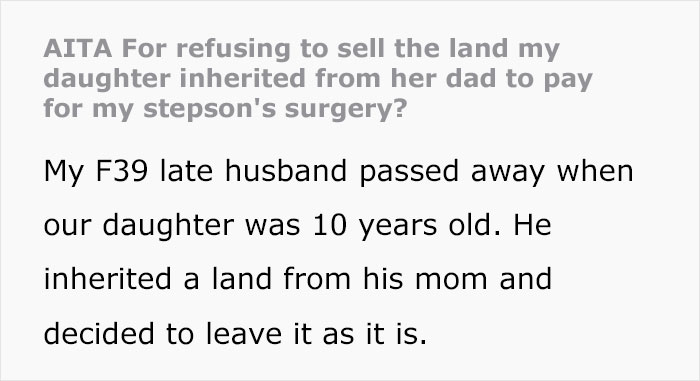 Woman Won’t Sell Daughter’s Inheritance Just So Her Stepson Can Get Surgery, Clashes With Husband