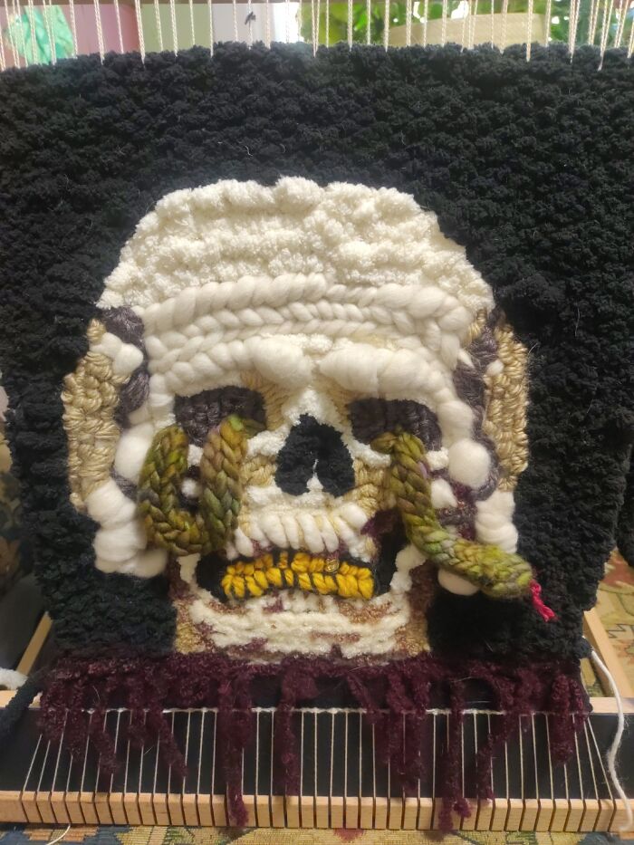 I Am A Beginner Weaver And Here's The "Death" Tapestry I Made