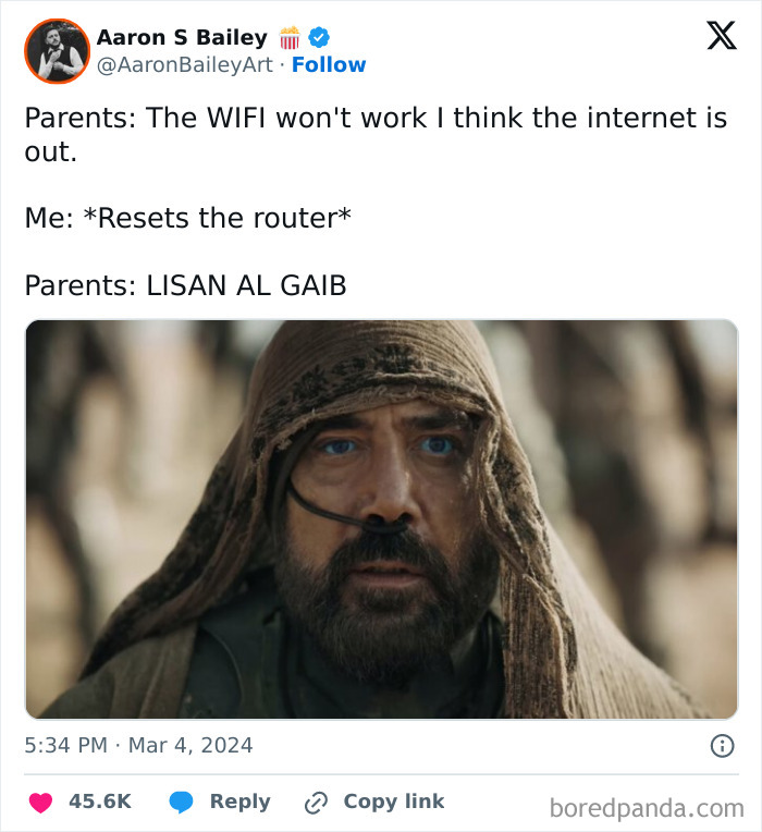 Stilgar from Dune saving a family when internet is down