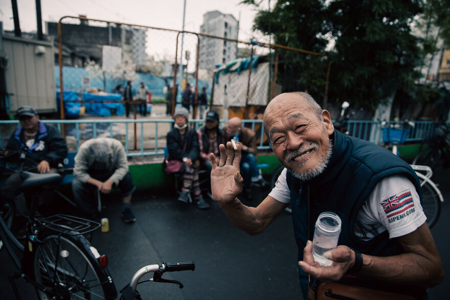 Old Happy Man In Osaka, Japan