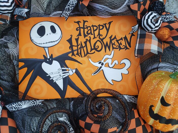 Jack Skellington And Zero Halloween Wreath