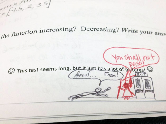 A Friend Of Mine's Math Teacher Responds To A Doodle He Drew On His Test