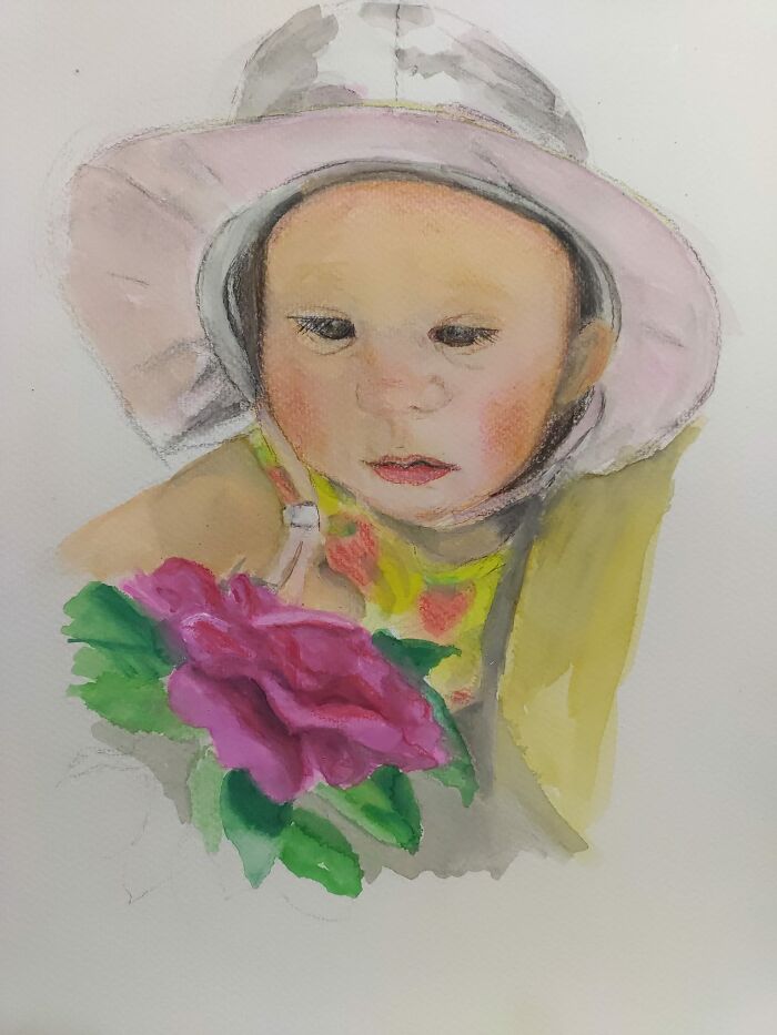 I Created A Painting Of My Granddaughter Titled "Madeline & The Rose"