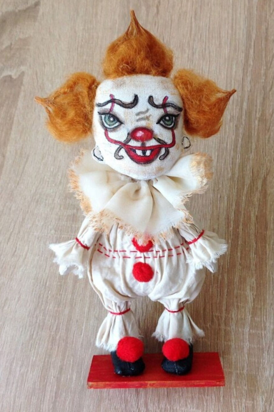 Ooak Art Doll Pennywise - Circus Doll Handmade - Creepy Clown Doll