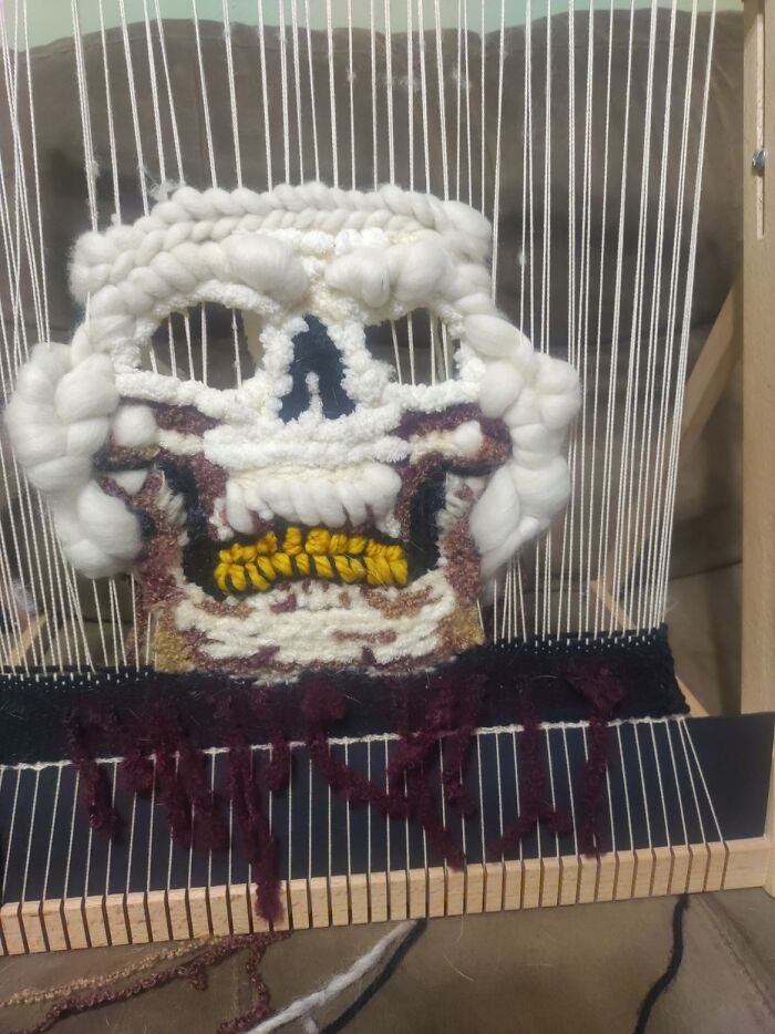 I Am A Beginner Weaver And Here's The "Death" Tapestry I Made