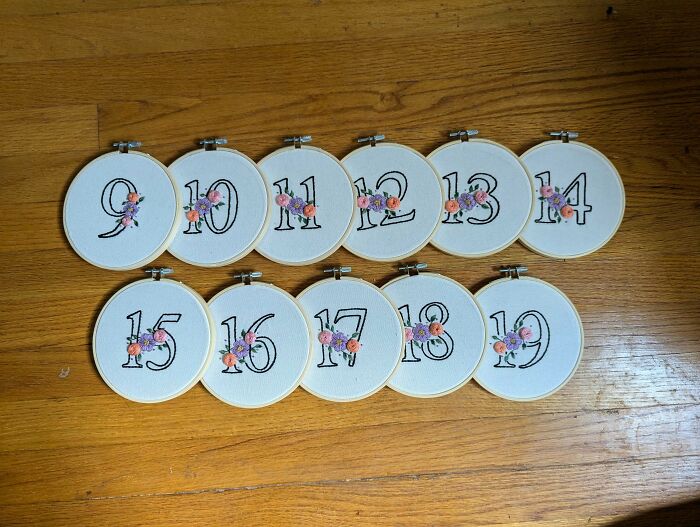 I Made All The Table Numbers For My Bil's Wedding. They Plan To Use Them For Baby Photos In The Future