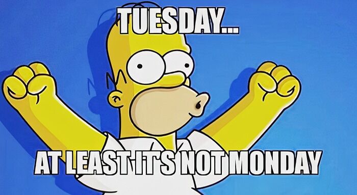 Happy Homer Simpson on Tuesday