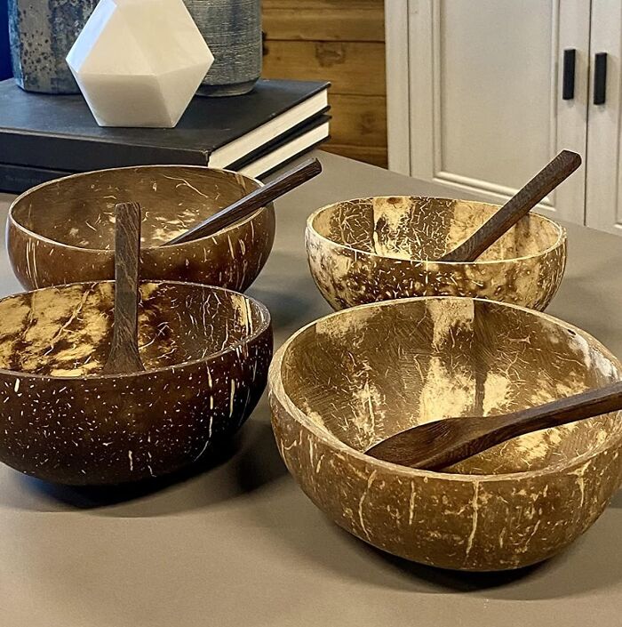 This Coconut Bowl And Wooden Spoon Set Brings Sustainable Style To Your Kitchen Table