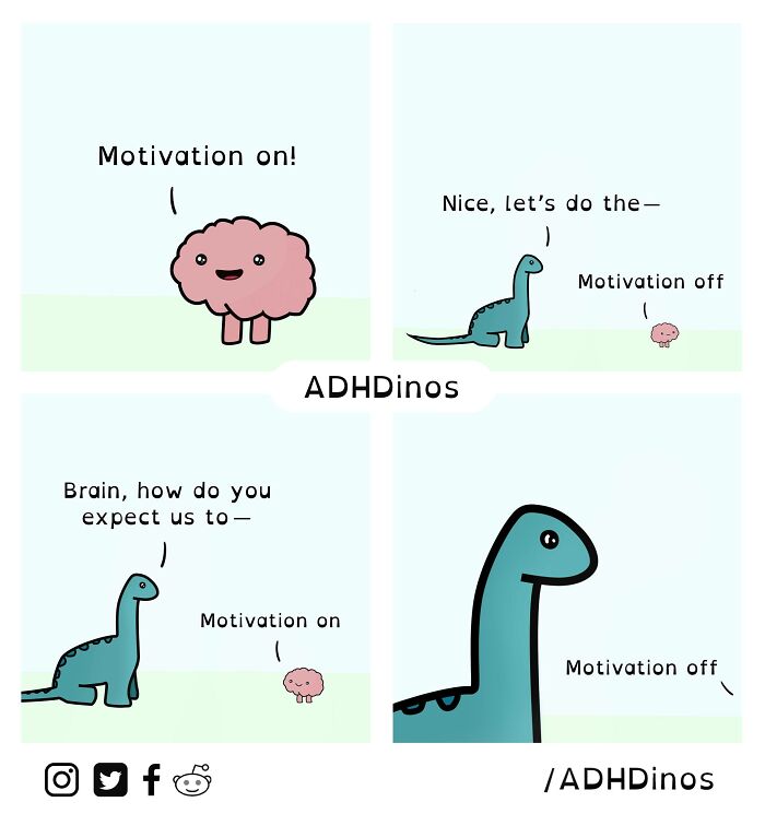 “Adhdinos”: My Webcomic About The Daily Struggles I Experience With Adhd ( New Pics)