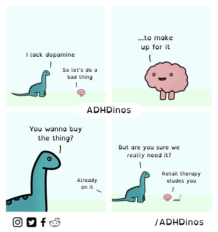 “Adhdinos”: My Webcomic About The Daily Struggles I Experience With Adhd ( New Pics)