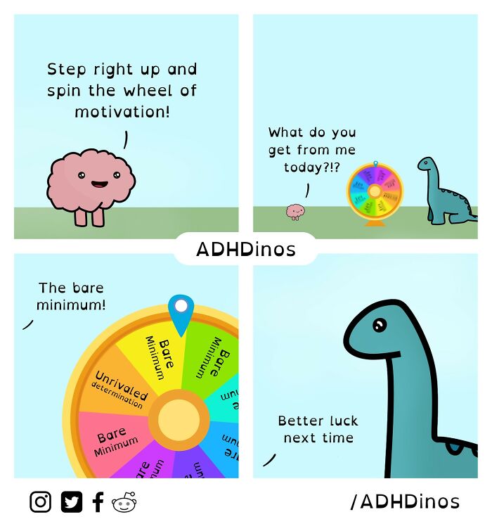 “Adhdinos”: My Webcomic About The Daily Struggles I Experience With Adhd ( New Pics)