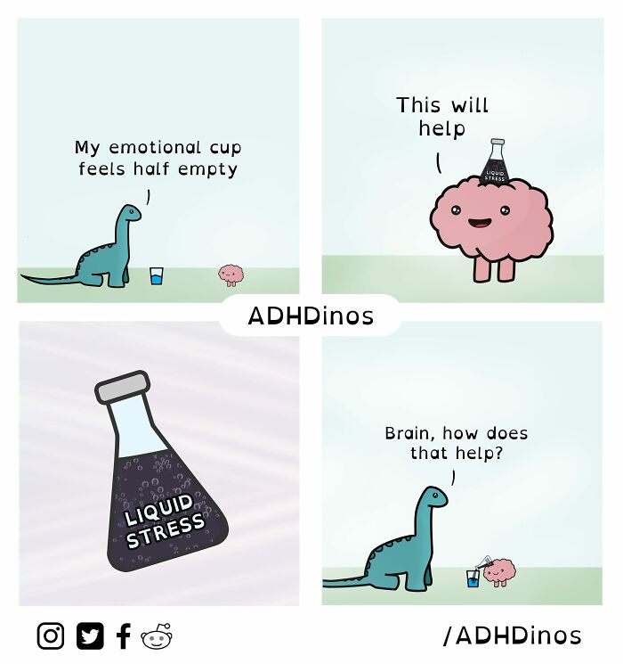 “Adhdinos”: My Webcomic About The Daily Struggles I Experience With Adhd ( New Pics)