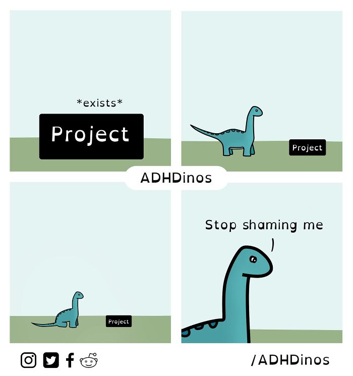 “Adhdinos”: My Webcomic About The Daily Struggles I Experience With Adhd ( New Pics)