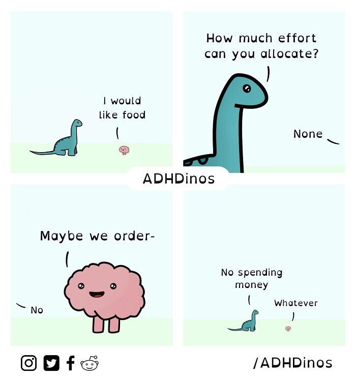 “Adhdinos”: My Webcomic About The Daily Struggles I Experience With Adhd ( New Pics)