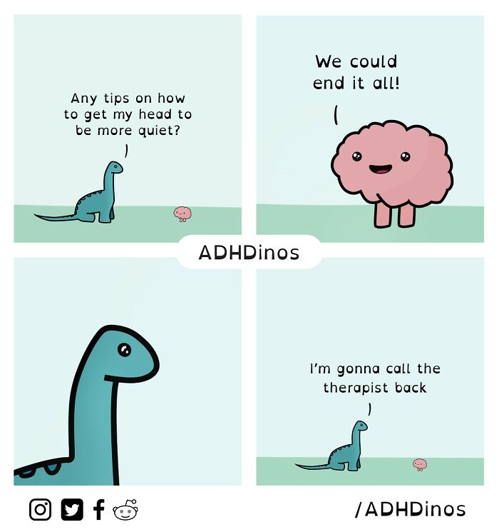 “Adhdinos”: My Webcomic About The Daily Struggles I Experience With Adhd ( New Pics)