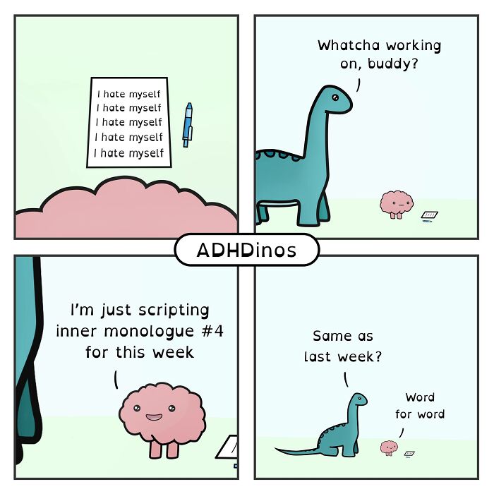 “Adhdinos”: My Webcomic About The Daily Struggles I Experience With Adhd ( New Pics)