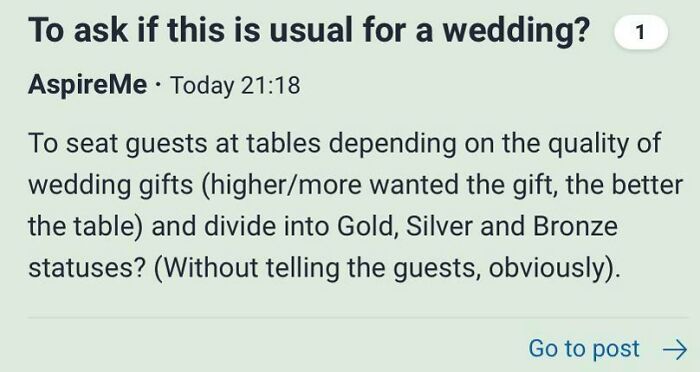Gifts Determine Where Guests Sit At The Wedding