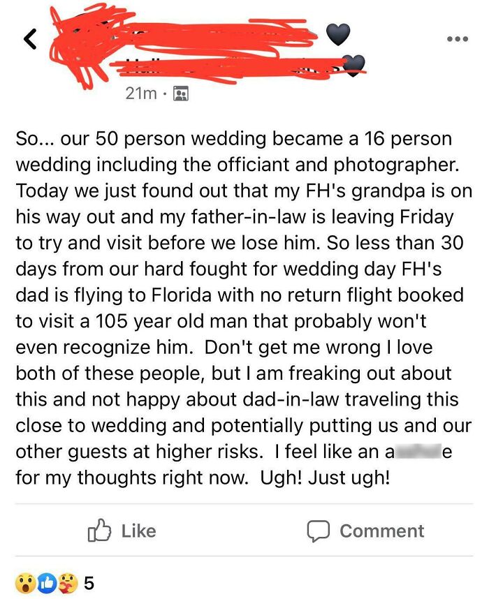 Why Should The Future Father-In-Law Visit His Dying Father “Who Probably Won’t Even Recognize Him” When The Bride's Special Day Is On The Line?
