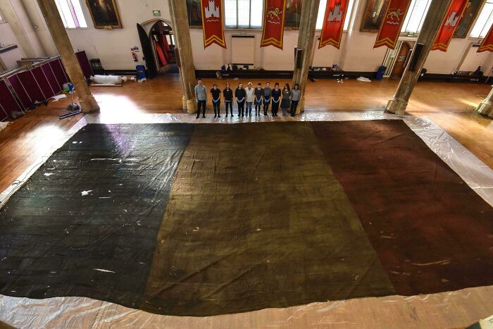 The Giant Flag Of The French Ship Le Genereux