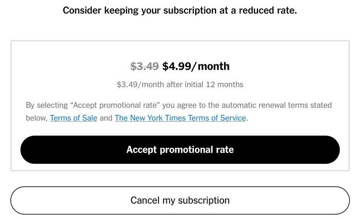 The New York Times Is Trying To Entice Me Not To Cancel My Subscription