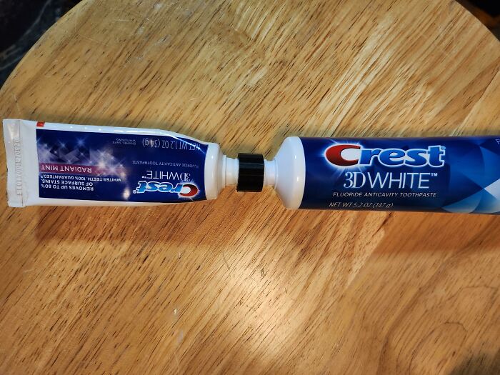 I Made A 'Toothpaste Mover' So You Can Push Toothpaste From One Costco-Sized Tube Into A Lil Travel Tube 🦷🦷🦷