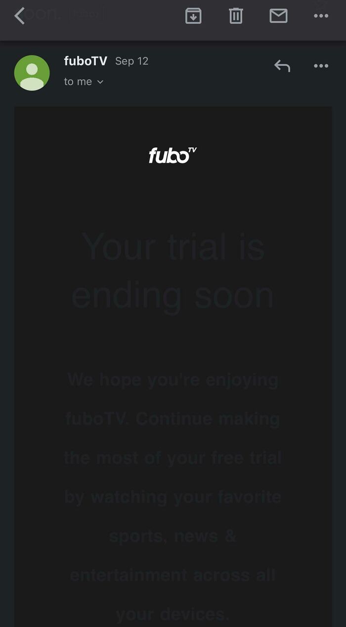 The Opacity FuboTV Uses To Notify You That Your Free Trial Is Ending