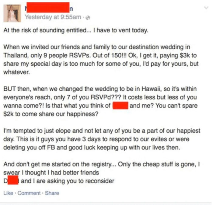 Hmm, I Wonder Why No One Wants To Go To Her Wedding