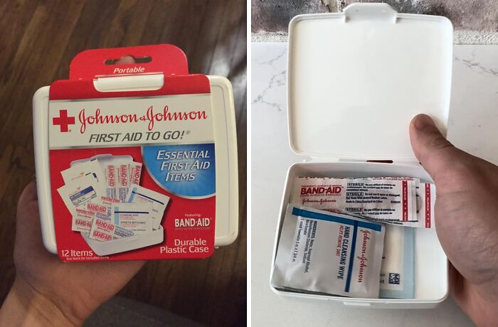 You Might Not Be Able To Help When They Yell "Is There A Doctor On The Plane", But This Johnson & Johnson First Aid To Go Kit  Is Great For Small Emergencies