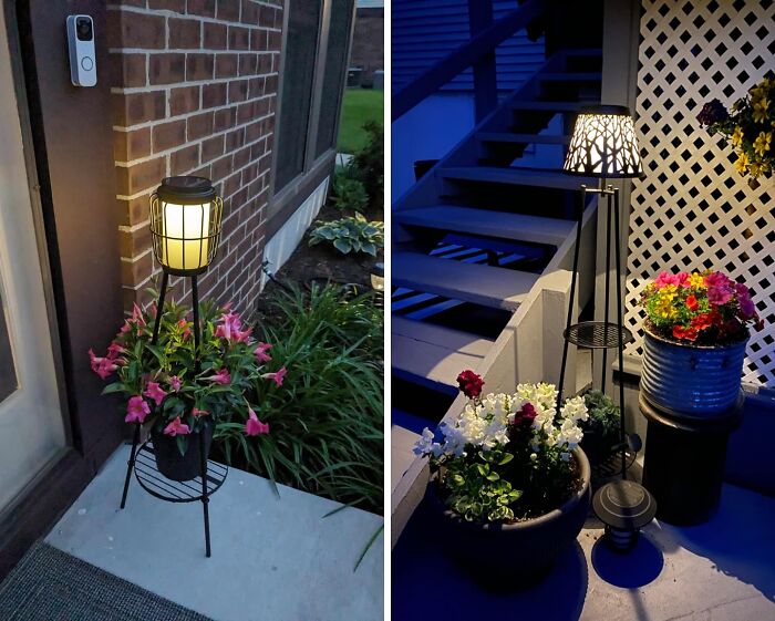  2 Pack Solar Lights With Plant Stand: Illuminate Your Garden And Showcase Your Plants With Solar-Powered Elegance