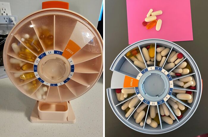  Daily Pill Dispenser With Rotating 14-Slot Design: Never Miss A Dose With This Spin-Tastic Reminder!