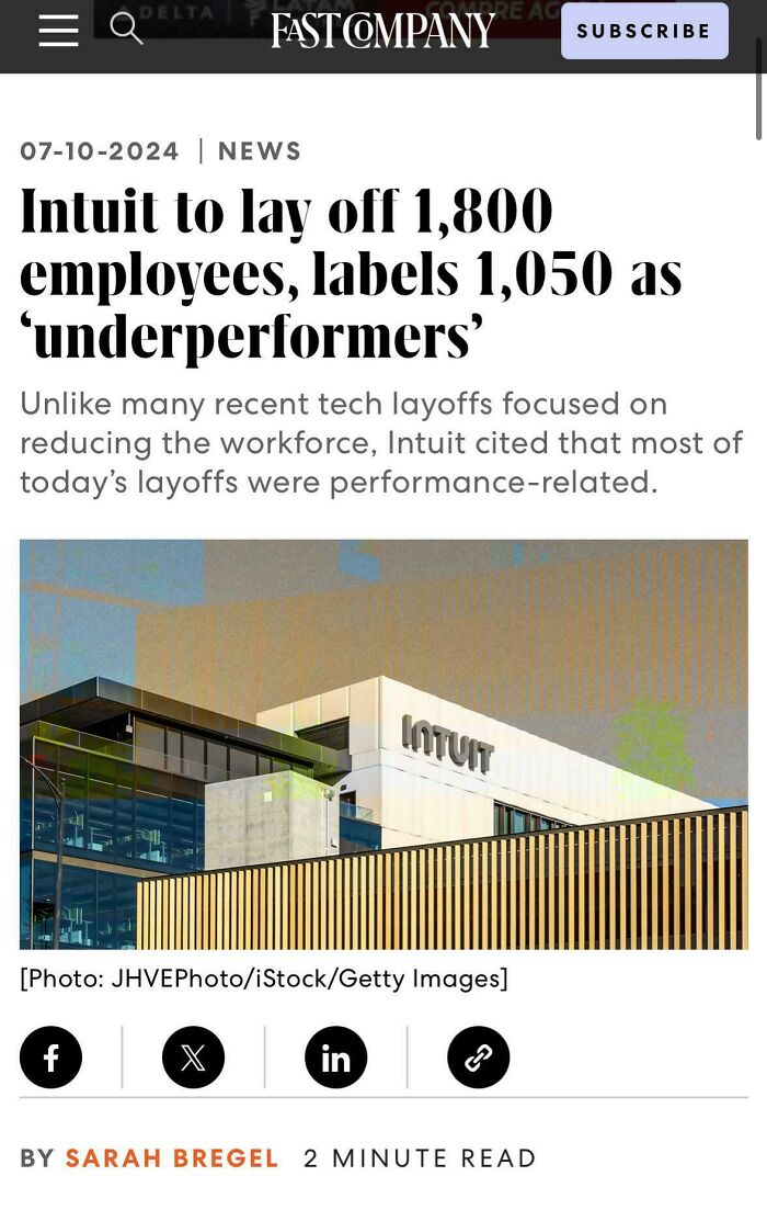 Intuit Laid Off 1800 People And Called Them ‘Underperformers’