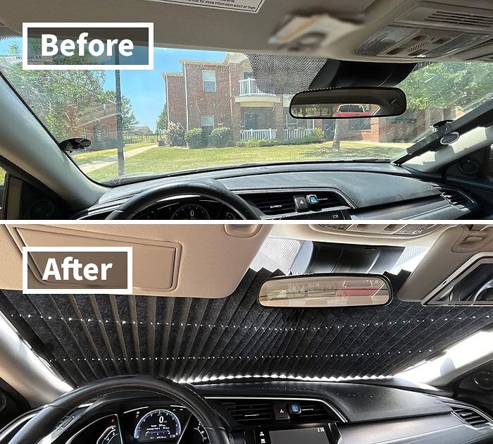 This Retractable Windshield Sun Shade Is The Coolest Way To Keep Your Car Chill