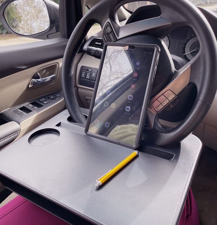 Breakfast In Bed? How About Breakfast Behind The Wheel With This Double-Use Steering Wheel Tray?