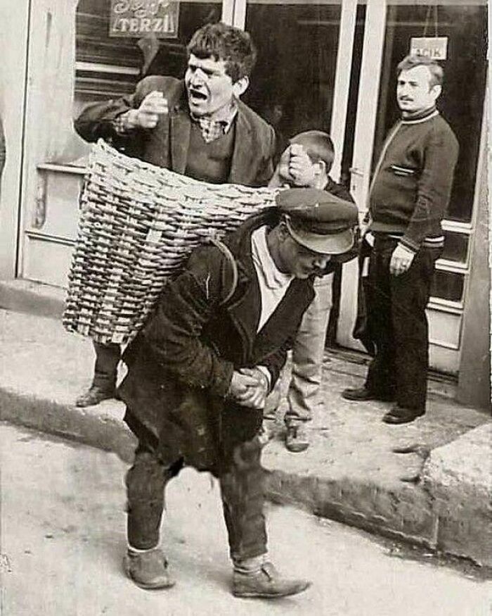 “The Drunk Basket.” In The 1960s, Bars In Istanbul Would Hire Someone To Carry Drunk People Back To Their Homes