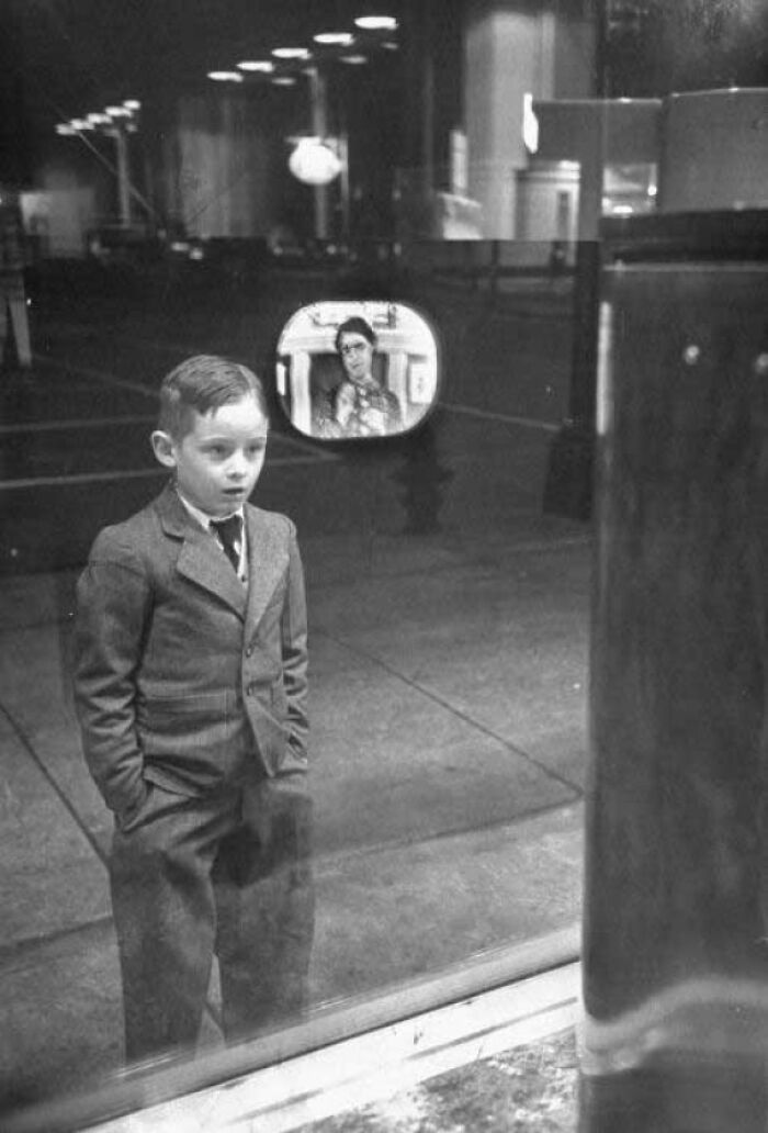 A Boy's Reaction Staring At A TV Screen For The First Time. (1948)