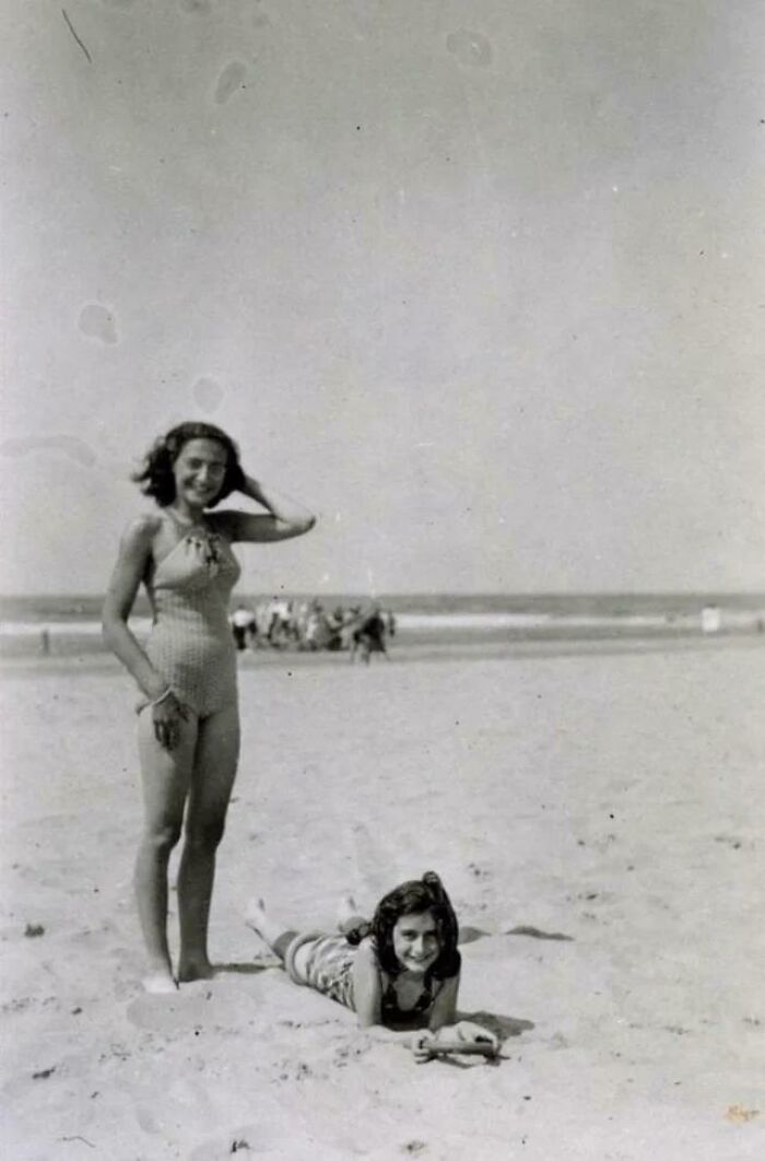 Anne Frank And Her Sister Margot At The Beach, Zandvoort - August 1940