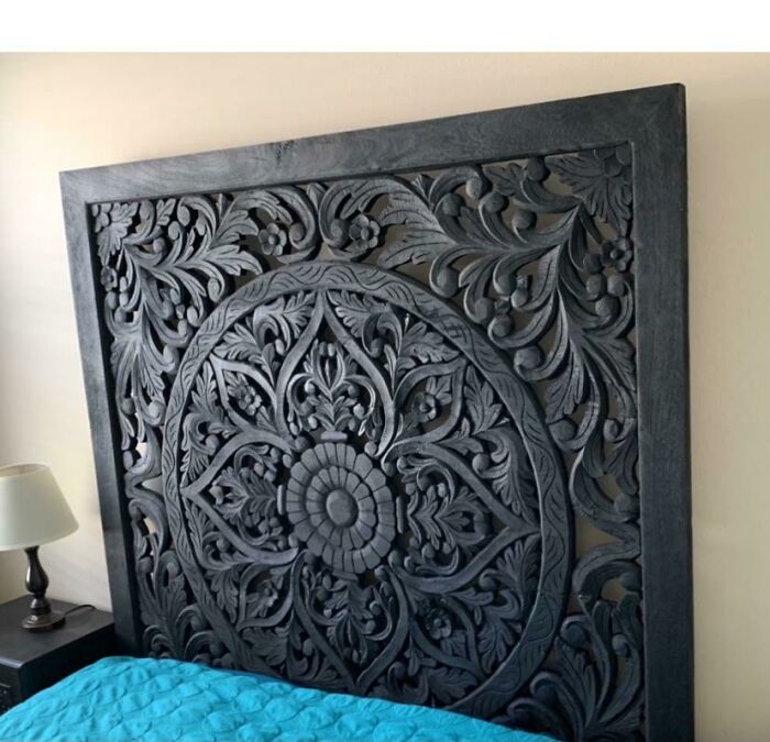 Hand Carved Solid Mango Wood Headboard. My Wife And I Ordered This From India Along With A Half A Shipping Containers Worth Of Other Pieces A Couple Of Years Ago